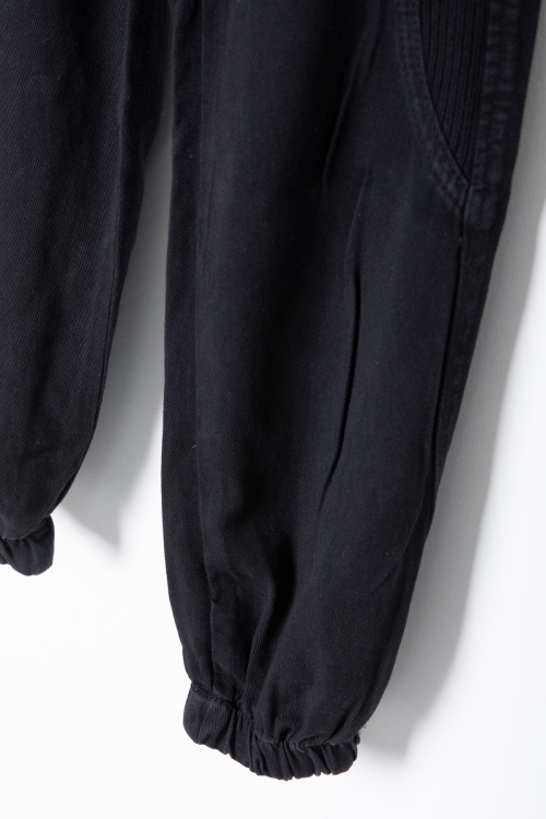 Siyah Bel ve Paçası Lastikli Erkek Çocuk Keten Pantolon 20409