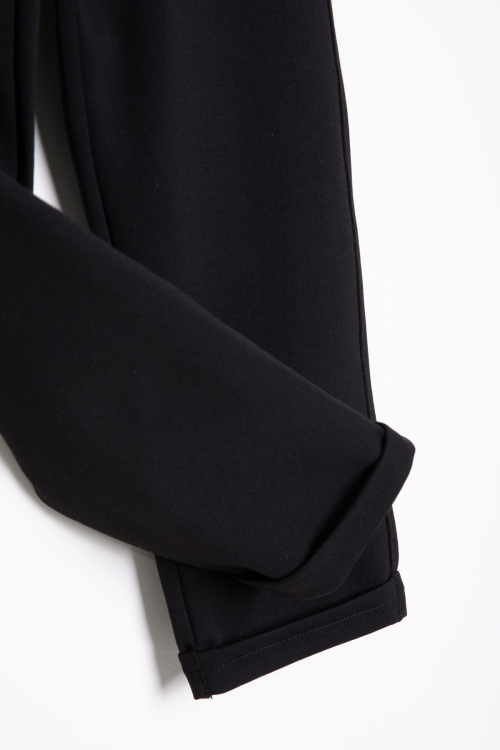 Siyah Beli Lastikli Duble Paça Erkek Çocuk Jogger Kumaş Pantolon 20519