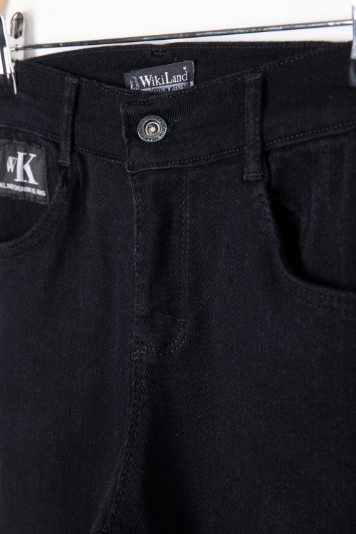 Siyah Cebi Arma Detaylı Erkek Çocuk Jean Pantolon 20321