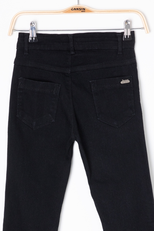 Siyah Cebi Arma Detaylı Erkek Çocuk Jean Pantolon 20321