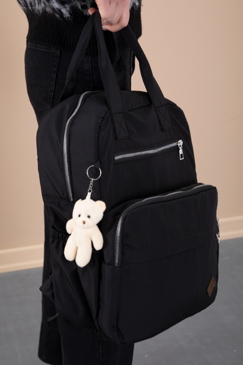 Siyah Çok Fonksiyonlu Aksesuarlı Bebek Bakımı & Anne Sırt Çantası 20236