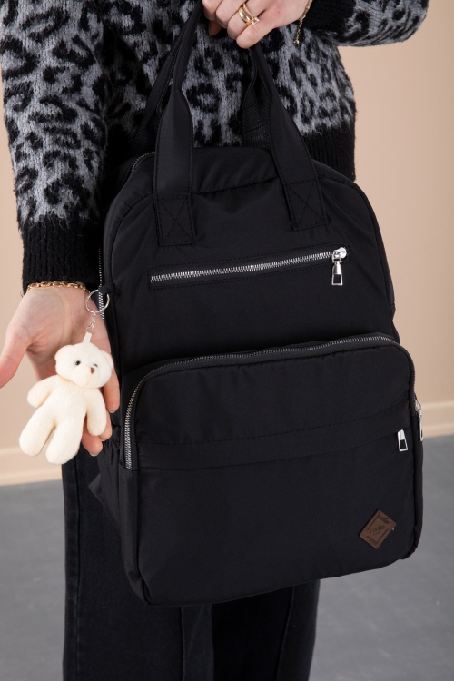 Siyah Çok Fonksiyonlu Aksesuarlı Bebek Bakımı & Anne Sırt Çantası 20236