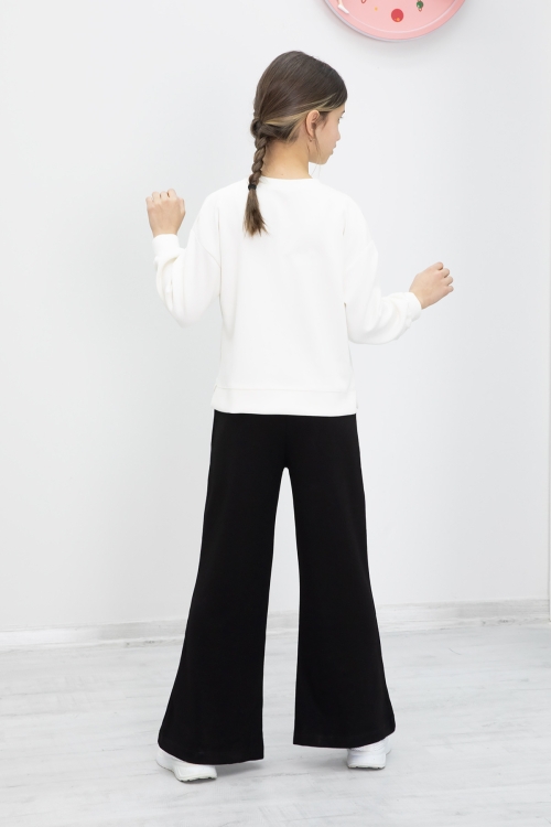 Siyah Dantel Cepli İspanyol Paça Kız Çocuk Alt Üst Takım 19980