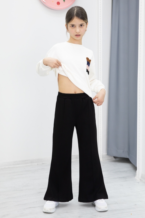 Siyah Dantel Cepli İspanyol Paça Kız Çocuk Alt Üst Takım 19980