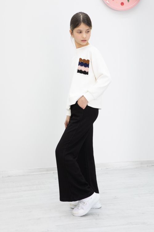 Siyah Dantel Cepli İspanyol Paça Kız Çocuk Alt Üst Takım 19980