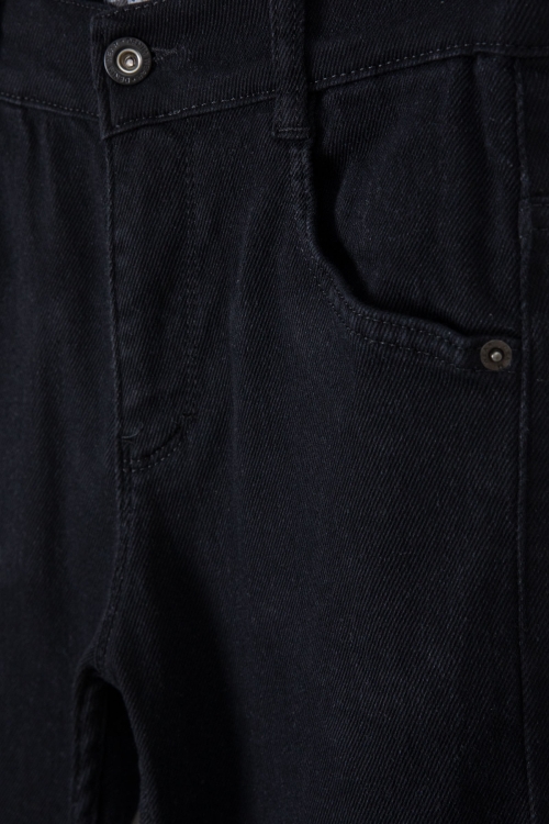 Siyah Dar Paça Cebi Logo Detaylı Erkek Çocuk Jean Pantolon 20497