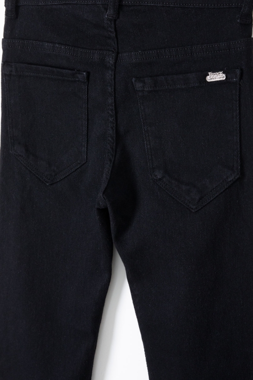 Siyah Dar Paça Cebi Logo Detaylı Erkek Çocuk Jean Pantolon 20497