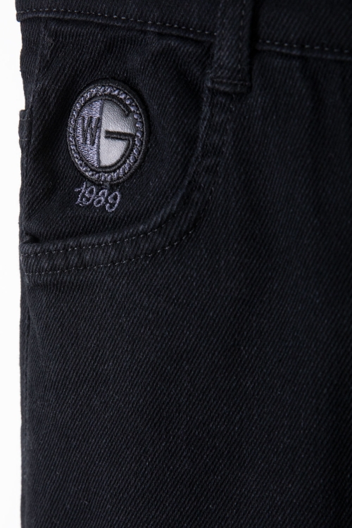 Siyah Dar Paça Cebi Logo Detaylı Erkek Çocuk Jean Pantolon 20497