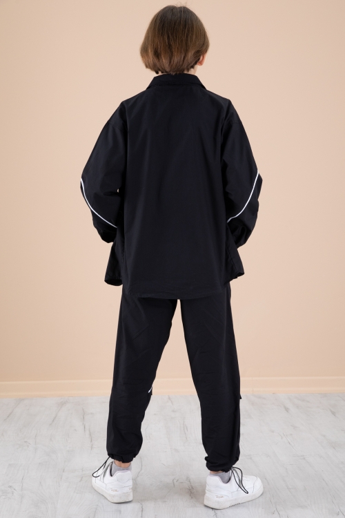 Siyah Erkek Çocuk 3lü Takım Tişört Gömlek Pantolon 20229