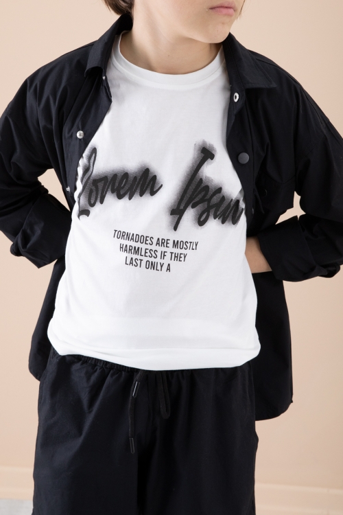 Siyah Erkek Çocuk Baskılı Tişörtlü 3lü Takım 20328