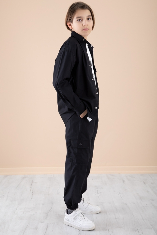 Siyah Erkek Çocuk Baskılı Tişörtlü 3lü Takım 20328