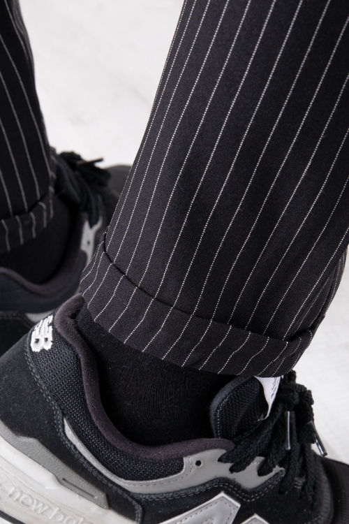 Siyah Erkek Çocuk Çizgili Duble Paça Jogger Pantolon 20043