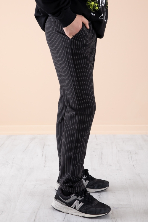 Siyah Erkek Çocuk Çizgili Duble Paça Jogger Pantolon 20043