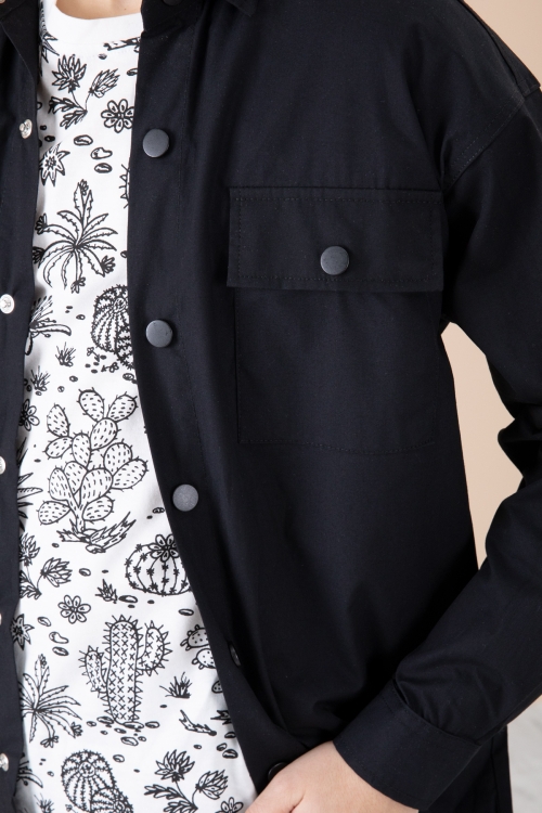 Siyah Erkek Çocuk Gögüs Cepli 3lü Takım 20349