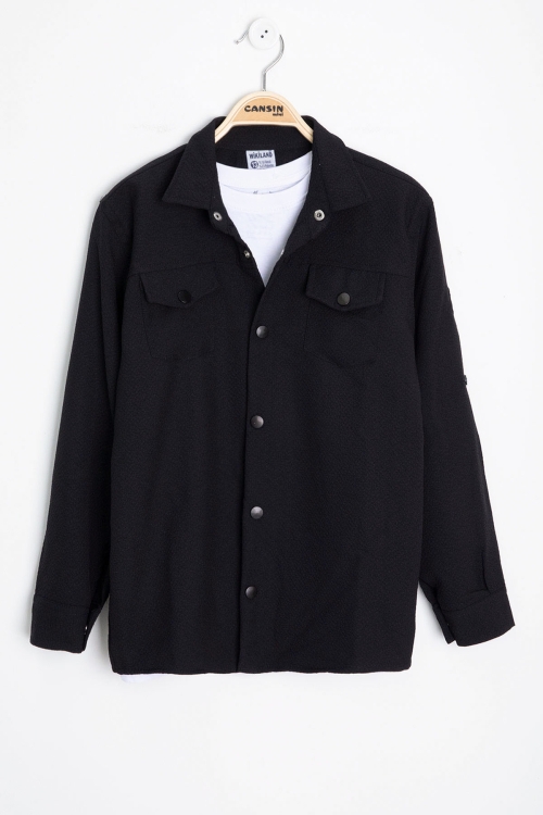 Siyah Erkek Çocuk Jogger Gömlekli Tişörtlü 2li Takım 20401