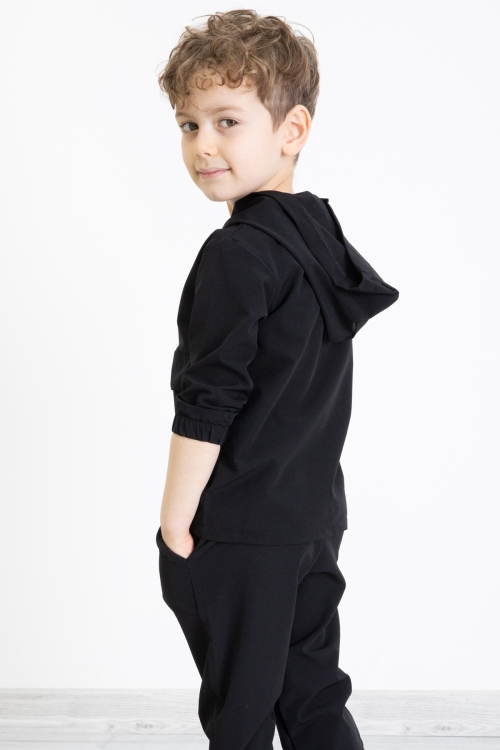 Siyah Erkek Çocuk Kapşonlu Paraşüt Takım 20154