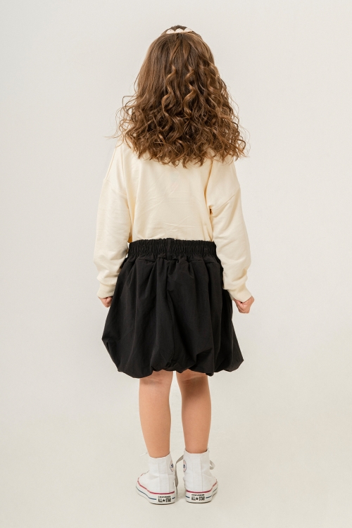 Siyah Fiyonklu Badili Balon Etekli Kız Çocuk Takım 20384