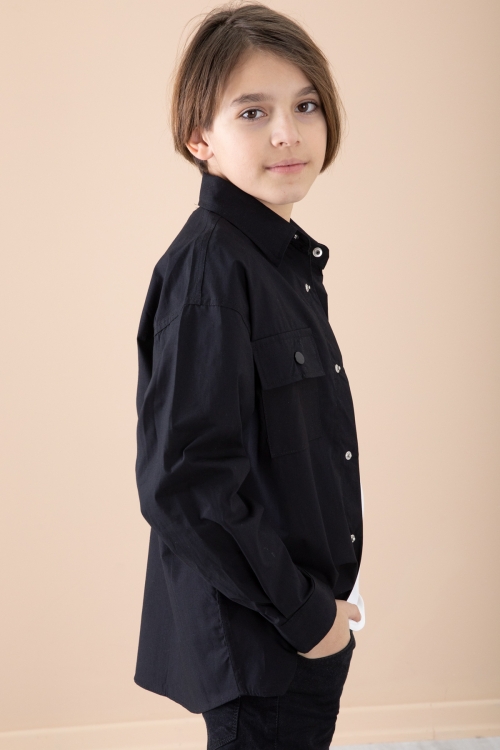 Siyah Gömlek Tişörtlü Erkek Çocuk 2li Takım 20125