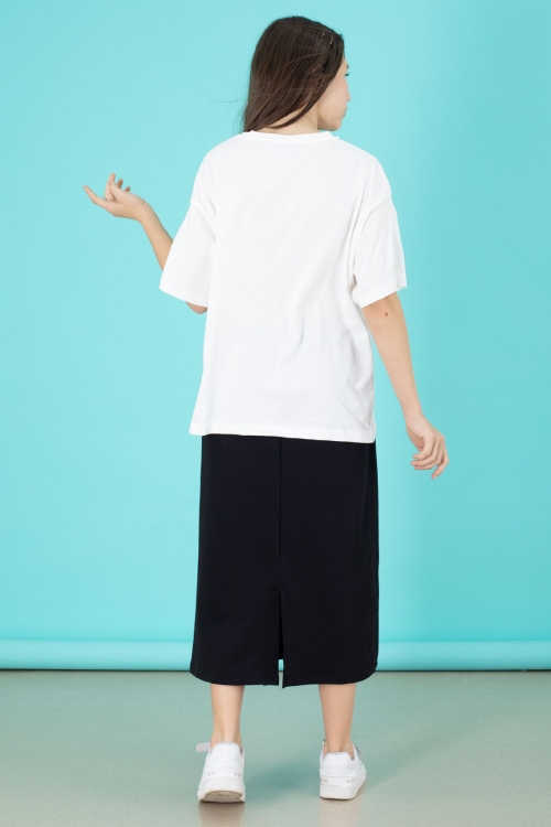 Siyah Kalem Etekli Baskılı Tişörtlü Kız Çocuk 2li Alt Üst Takım 20564