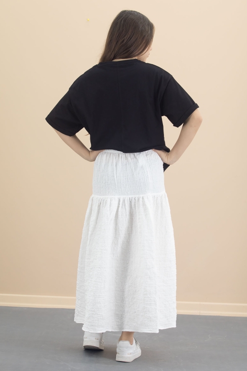 Siyah Kız Çocuk Kısa Kol Tişörtlü Etekli Takım 20550