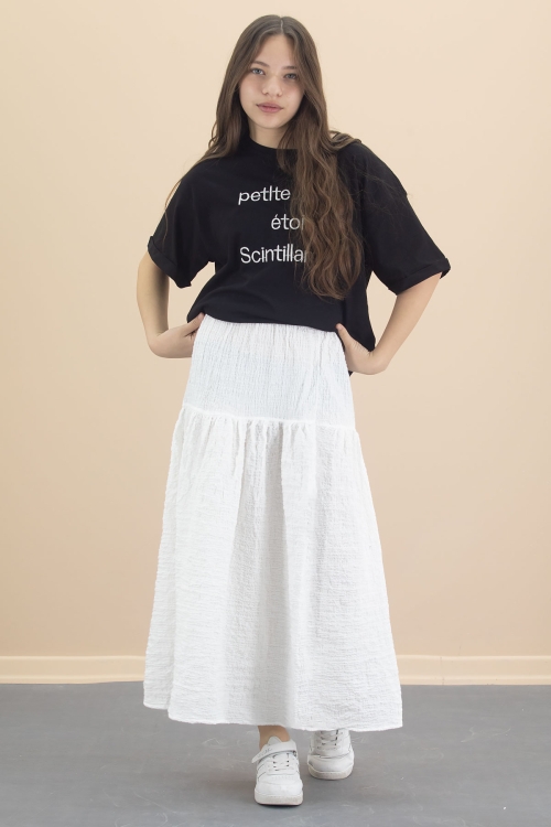 Siyah Kız Çocuk Kısa Kol Tişörtlü Etekli Takım 20550