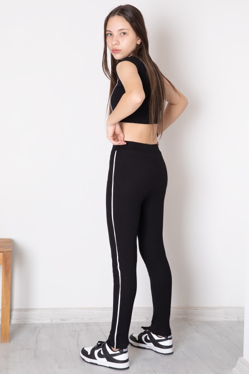 Siyah Kız Çocuk Tatylı Croplu 2li Takım 20242