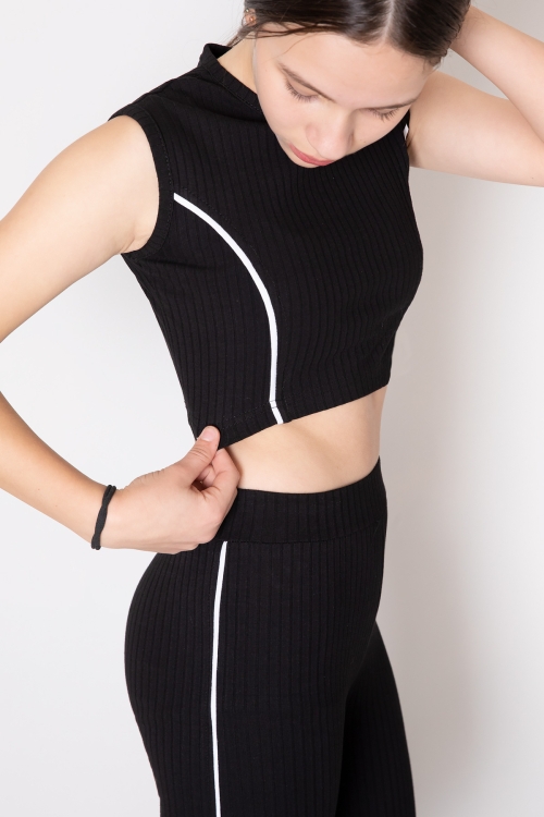 Siyah Kız Çocuk Tatylı Croplu 2li Takım 20242