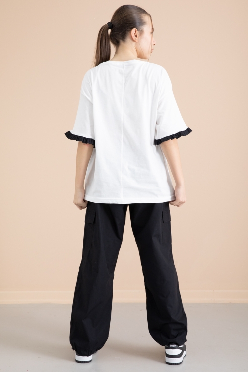 Siyah Kız Çocuk Tişört ve Kargo Cepli Pantolonlu 2li Takım 20393