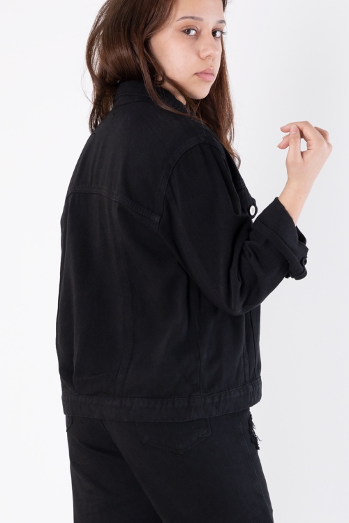 Siyah Nakış Detaylı Jean Pantolonlu ve Ceketli Kız Çocuk Takım 20362