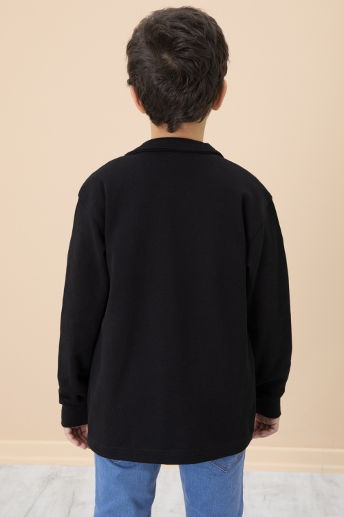 Siyah Yazı Baskılı Tişörtlü Gömlekli Erkek Çocuk Takım 20005