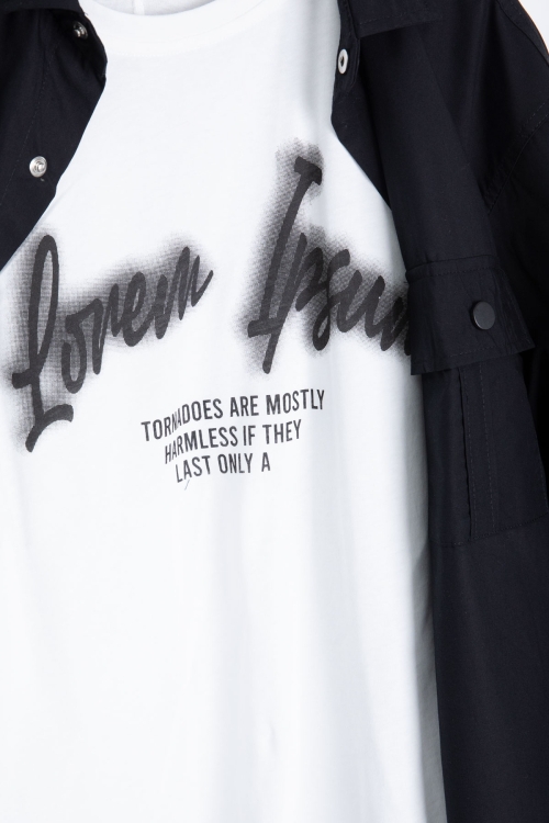 Siyah Yazılı Tişörtlü Paraşüt Gömlekli Erkek Çocuk 3lü Alt Üst Takım 20539