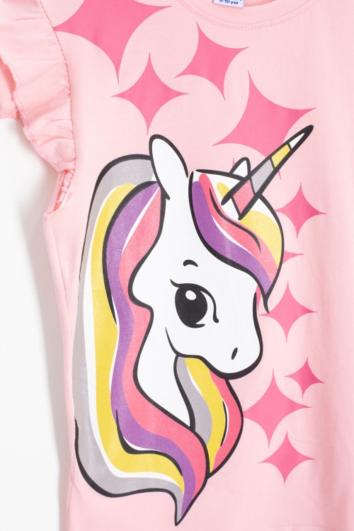 Somon Unicorn Baskılı Kız Çocuk Şortlu 2li Takım 20610