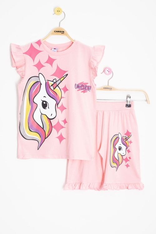 Somon Unicorn Baskılı Kız Çocuk Şortlu 2li Takım 20610
