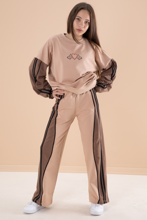 Vizon Yanları Çizgili Kız Çocuk 2li Takım 20105