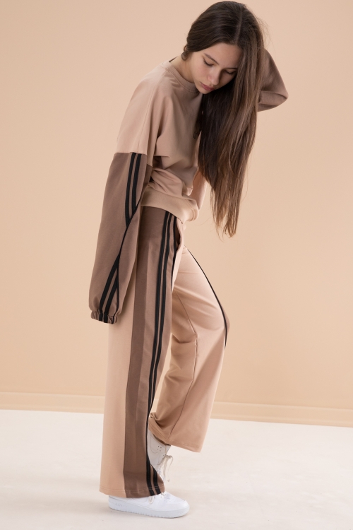 Vizon Yanları Çizgili Kız Çocuk 2li Takım 20105