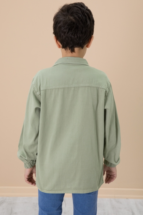 Yeşil Gömlek ve Baskılı Tişörtlü Erkek Çocuk 2li Takım 19989