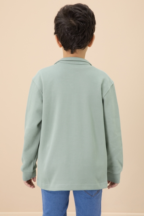 Yeşil Yazı Baskılı Tişörtlü Gömlekli Erkek Çocuk Takım 20004