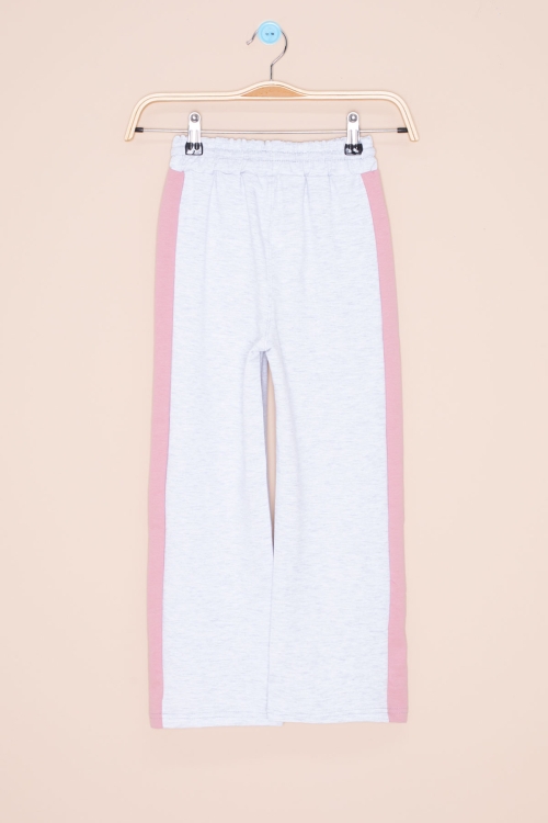 Açık Gri Garnili Geniş Paça Kız Çocuk Beli Lastikli Eşofman Altı 20632