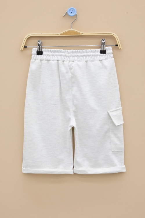 Açık Gri Tek Kargo Cepli Erkek Çocuk Düz Şort 21119