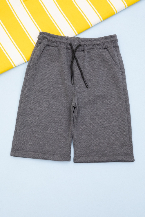 Antrasit Beli Lastikli Jogger Kumaş Basic Erkek Çocuk Şort 21158