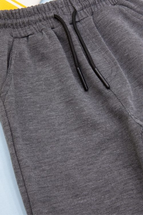 Antrasit Beli Lastikli Jogger Kumaş Tek Kargo Cepli Erkek Çocuk Şort 21155