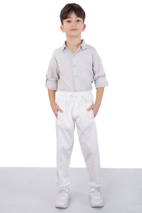 Bej Erkek Çocuk Gömlek Pantolonlu 2li Takım 20432