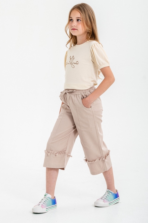 Bej Kapri Pantolonlu Kız Çocuk Takım 21090