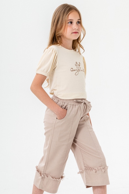 Bej Kapri Pantolonlu Kız Çocuk Takım 21090