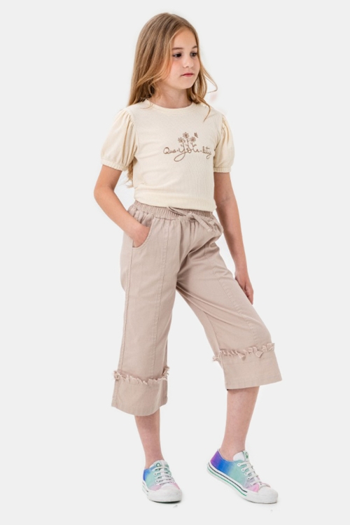 Bej Kapri Pantolonlu Kız Çocuk Takım 21090