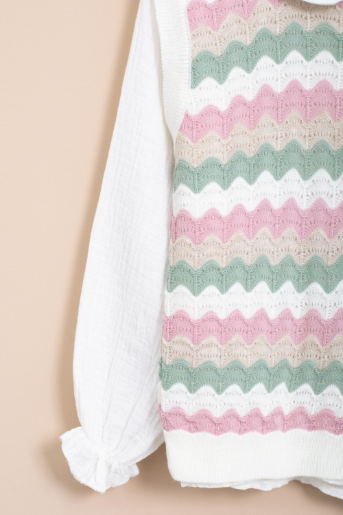 Bej Örgü Süveterli Müslin Gömlekli Kız Çocuk Pantolonlu 3lü Takım 20671