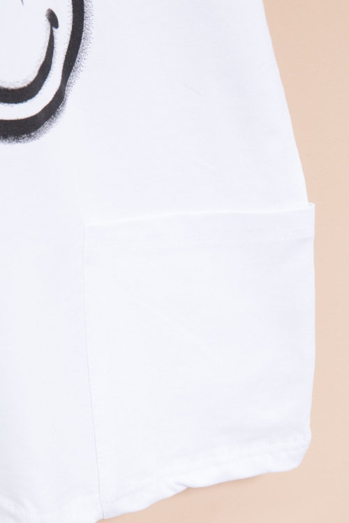 Beyaz Cep Detaylı Yazı Baskılı Erkek Çocuk Bisiklet Yaka Tişört 21020