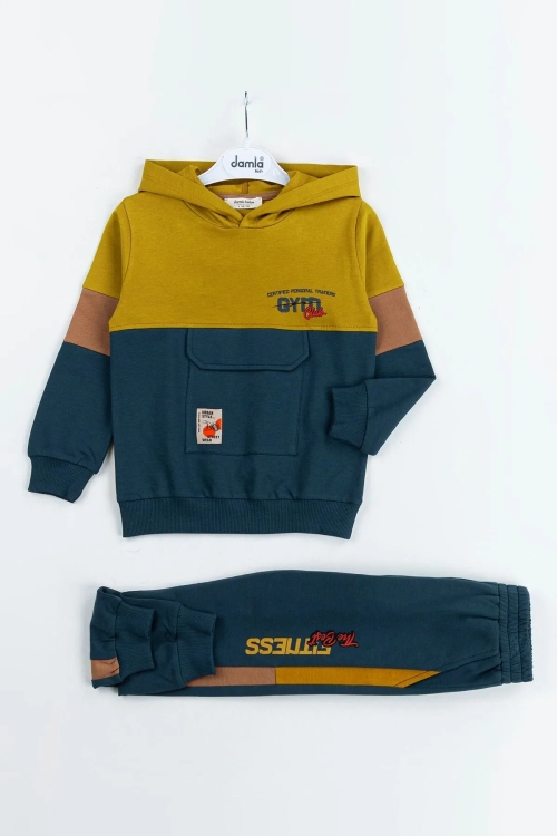 Gym Club Baskılı Kapüşonlu Erkek Çocuk Eşofman Takımı 16789