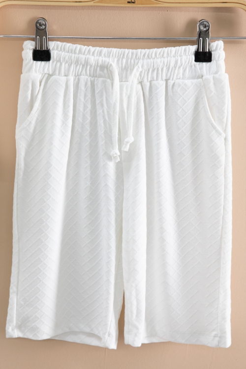 Ekru Çizgi Desenli Bisiklet Yaka Tişörtlü Erkek Çocuk Şortlu Takım 20787