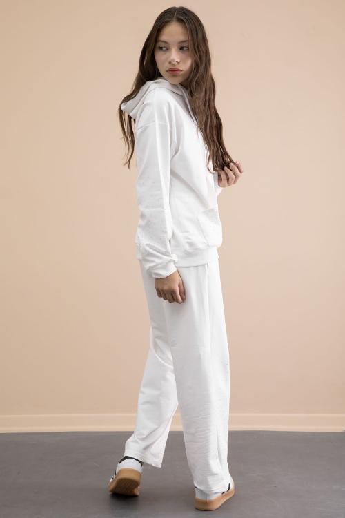 Ekru Kız Çocuk Taş Detaylı 2li Takım 21181